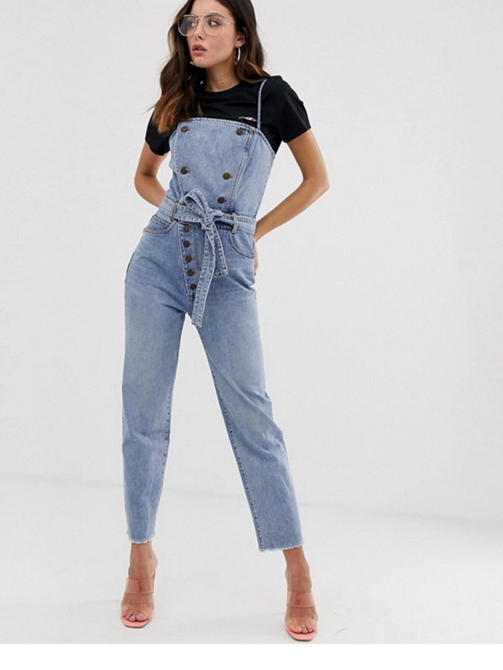 Miss Sixty Light Blue Strapless Denim Jumpsuit